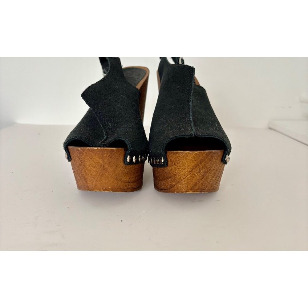 Charles David Wedges 7 Suede Studded Wood Platform Sandal Boho Chic Quiet Luxury - Picture 12 of 12